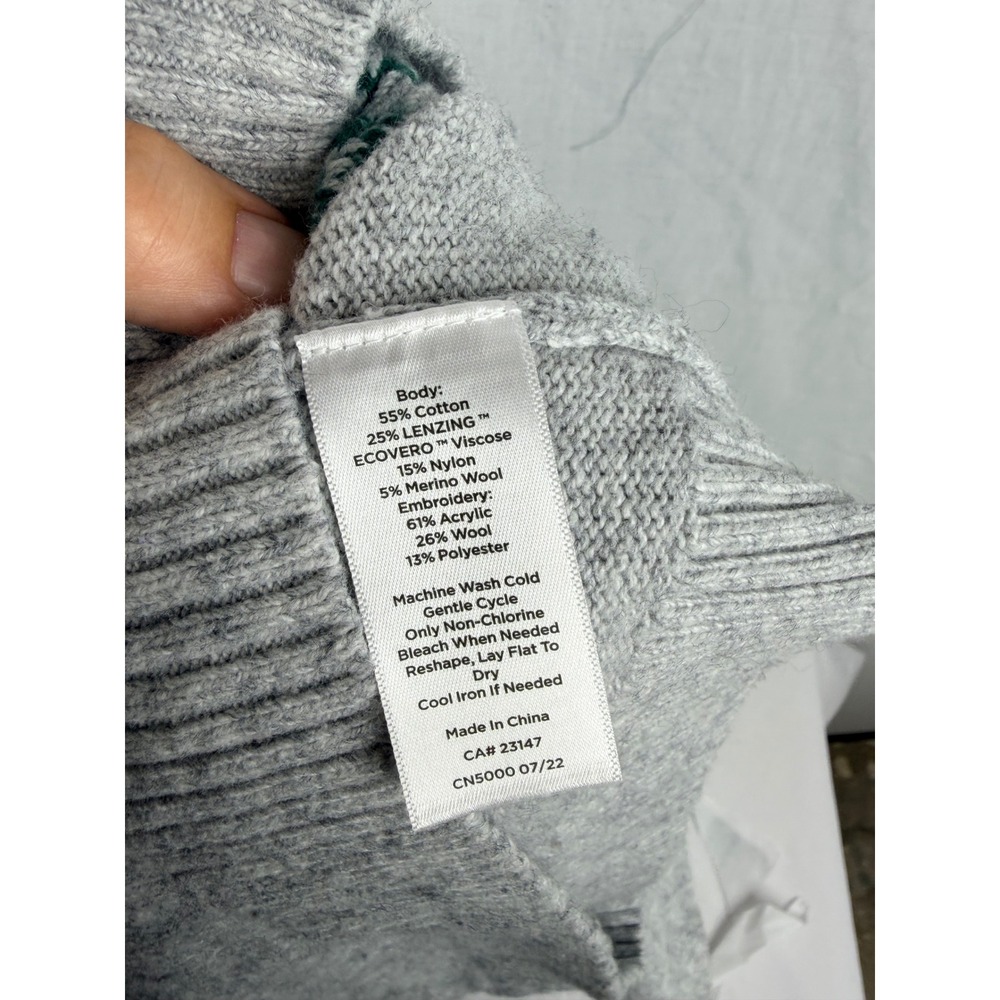 Talbots Womens Gray Holly Berry Intarsia Holiday Christmas Crewneck Sweater M - Picture 12 of 14
